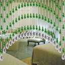 Rekelola Beaded Curtain for Doorways,Hanging Glass Clear Crystal Door Beads Curtains for Windows Room Divider Bedroom Coffee House (25 Strings Green)
