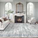 Soalmost 9x12 Area Rugs for Living Room, Non Slip Machine Washable Vintage Rugs, Low Pile Lightweight Large Rug for Bedroom, Dining Room, Home Office Grey