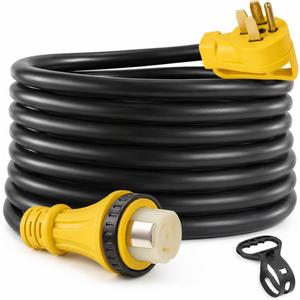 50FT 50 Amp RV Extension Cord, NEMA 14-50P to SS2-50R Twist Lock Power Cord, 6/3 + 8/1 STW Heavy Duty Outdoor Cord for RV, Trailer, Camper, Generator Connection, 125/250V