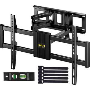 AM alphamount Full Motion TV Wall Mount for Most 37-75 Inch TVs up to 100 lbs, Swivel TV Mount with Dual Articulating Arms, Wall Mount TV Bracket Max VESA 600x400mm, Fits 16 Wood Studs, APLF6