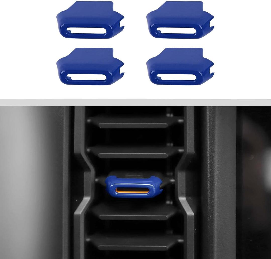 JWWY for Bronco Center Console Air Conditioning Vent Adjustment Device Decoration Cover Trim Compatible with Ford Bronco Interior Accessories 2021-2025+ 4PCS Blue