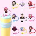 4 x 10 Pack Demon Movie Hunters Silicone Straw Toppers for Stanley Cup 40 30 oz, Reusable Dust-Proof StraW Cover Cap, Straw Accessories for Water Tumbler