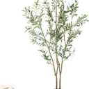 Olive Trees Artificial Indoor,Fake Olive Tree 6FT Tall 1Pack with White Planter Faux Silk Olive Tree for Home Living Room Office Decor Faux Artificial Plants Indoor with Fruit & Free Moss