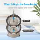 Eyliden Spin Mop and Bucket Set, 2 Microfiber Mop Heads, Adjustable Stainless Steel Handle, Self-Cleaning Mop Bucket System for Hardwood, Tile, Vinyl Floors, Brown