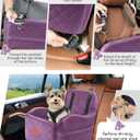 Lealchum Dog Booster Car Seat for Dogs, Puppy Portable Car Bed with Elevated Cushion, Fully Detachable and Washable,2 Storage Pockets, Easy to Install (Purple, Medium)