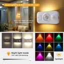 DAMI Motion Sensor Step Light with 7 Colors, USB Rechargeable, Dimmable Warm White Night Light for Bedroom, Kitchen, Staircase, Cabinets 2 Pack LED Cabinet Lighting, 600mAh Battery
