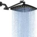 Veken Rain Shower Head,11.8 Inch Large Rainfall Showerhead, Adjustable Stainless Steel Extension Arm, Detachable High Flow Rain Fall Showerheads with Anti-Clog Nozzles, Matte Black