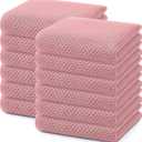 Homaxy 100% Cotton Waffle Weave Kitchen Dish Towels, Ultra Soft Absorbent Quick Drying Cleaning Towel, 13 x 28 Inches, 12-Pack, Dried Rose