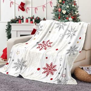Galoker Christmas Throw Blanket Snowflake Couch Blanket Super Soft Flannel Throw Blanket Winter Plush Fuzzy Warm Bed Blanket Christmas Holiday Decor for Couch Bed 60"X80"