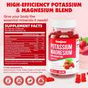 Potassium Magnesium Gummies,High Absorption Magnesium Glycinate,D3 & B6,Potassium Citrate - for Muscle Support, Leg Cramps & Electrolyte Balance - Vegan, Non-GMO, Strawberry Flavor, 60 Count EXP: 05/28/2028