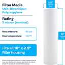 SpiroPure SP-P5 10x2.5 5 Micron Spun Melt-Blown Polypropylene Sediment Water Filter Cartridge SDC-25-1005 P5 155014-43 (Case of 24)