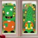 2 x Ctosree 2 Sheets Extra Large St. Patrick's Day Window Clings Decorations, Green Shamrock Gnome Window Clings Stickers for Saint Patrick's Day Decoration Birthday Party Supplies