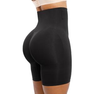 SHAPELLX Tummy Control Shapewear for Women High Waisted Body Shaper Shorts Thigh Slimming Underwear (Medium-Large, 01-black)