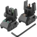 Fiber Optic Sights, Flip Up Front and Rear Backup Sights with Green Red Fiber Optics Dots, Tool-Free Adjustable Front Sight Rapid Transition (Black)