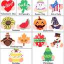 CYNOSA Interchangeable Seasonal Gnome Sweet Gnome Welcome Sign Front Door Decor Wooden Gnome Door Hanger, 12 Inches Farmhouse Wall Sign Gnome Decor (Brown)