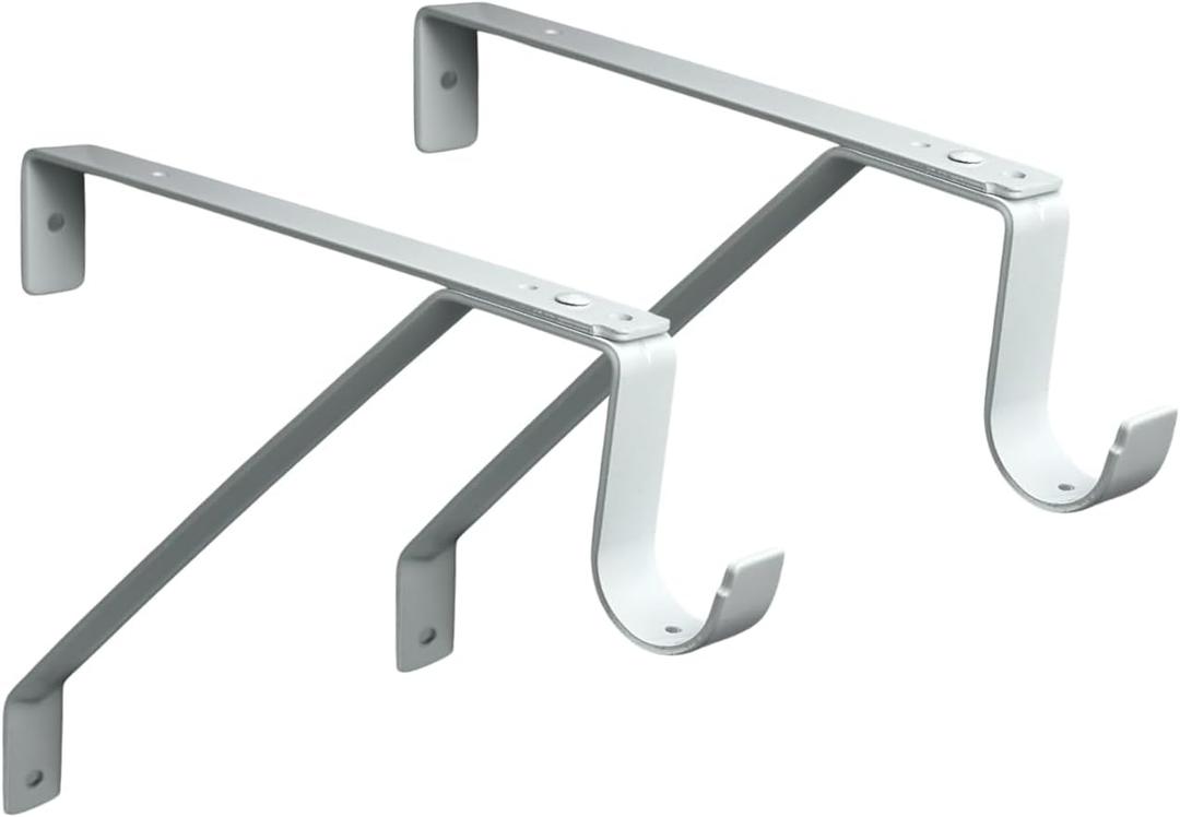 QCAA Heavy Duty Adjustable Shelf Rod Support Bracket for 3/4" Wall Cleat, Powder Coated White, 2 Pack, Made in Taiwan