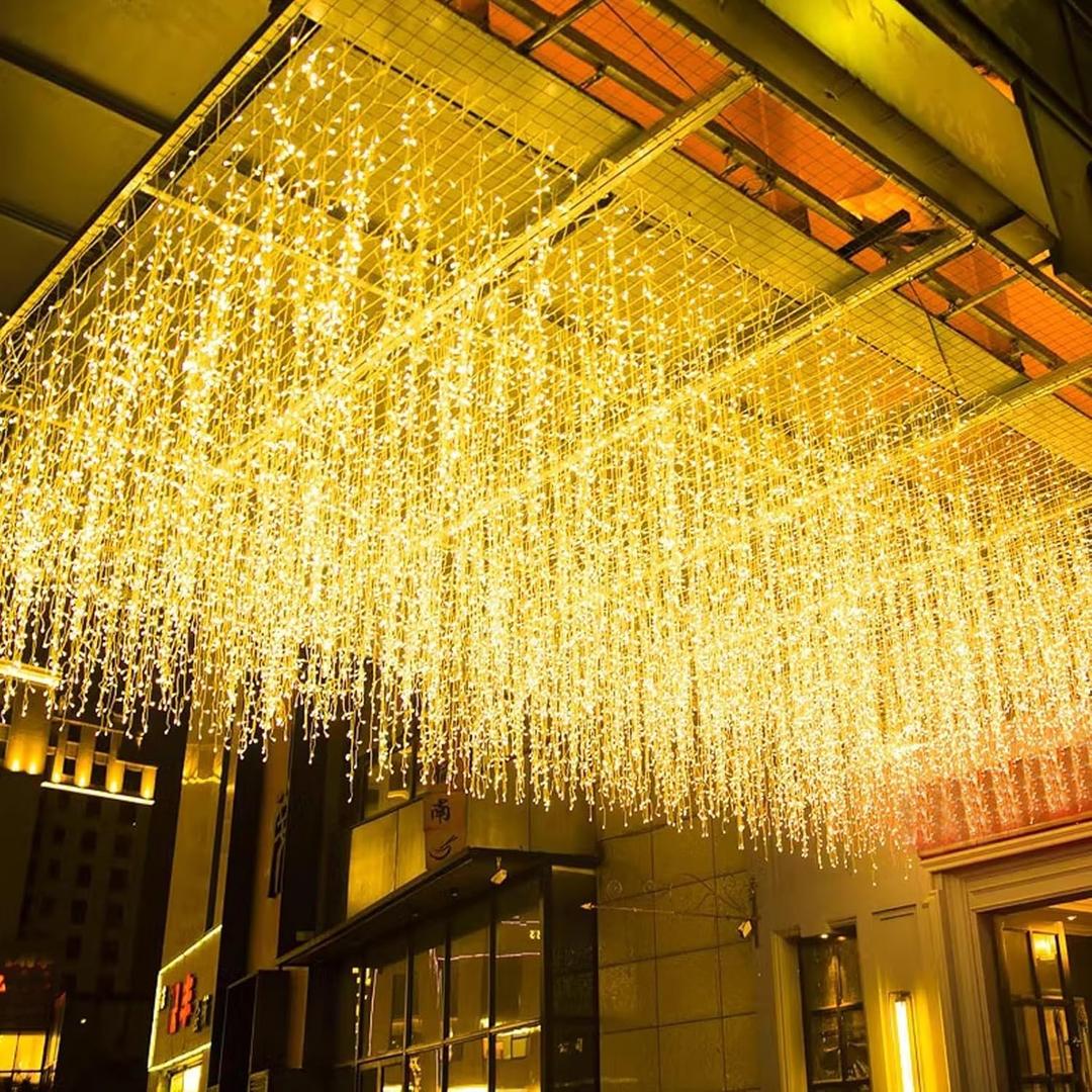 LED Icicle Christmas Lights, 13FT 96 LEDs Fairy String Lights Extendable Curtain 8 Modes Dangling Twinkle Novelty Hanging Lights for Ceiling Party Window Decorations, Warm White 4M