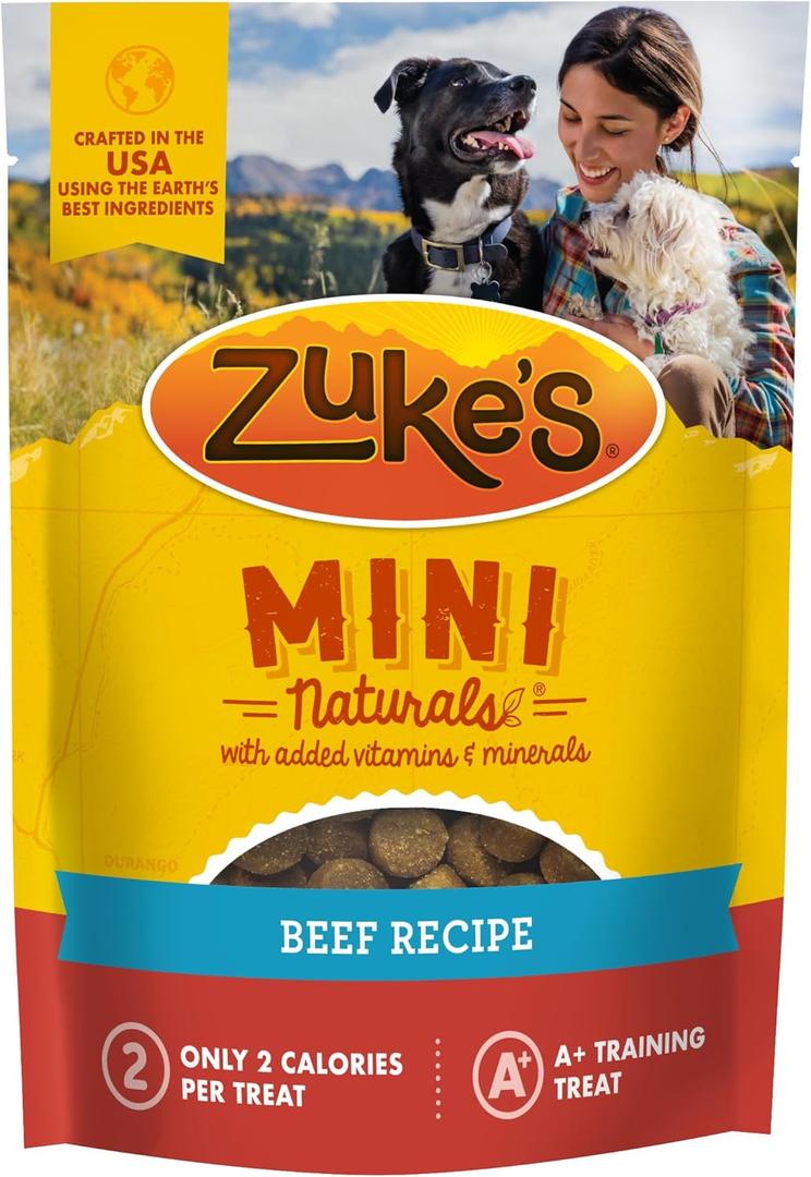 Zukes Mini Naturals Soft And Chewy Dog Treats For Training Pouch, Natural Treat Bites With Beef Recipe - 6 oz. Bag (6 Ounce (Pack of 1)) Best by Sept 2025