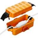 Flemoon Small Outdoor Electrical Box Waterproof w/Detachable Shield Covers, IP55 Extension Cord Cover for Plug, Outlet, Holiday Lights, Weatherproof Connection Box(Inner 5.9 x 3.2 x 1.8inch), Orange