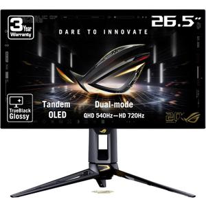 ASUS ROG PG27AQWP-G 27 Inch 20th Edition OLED Gaming Monitor, 26.5-inch, QHD, WOLED, Dual-Mode (QHD@540Hz, HD@720Hz), 0.02ms, 99.5% DCI-P3 Gamut, TrueBlack Glossy