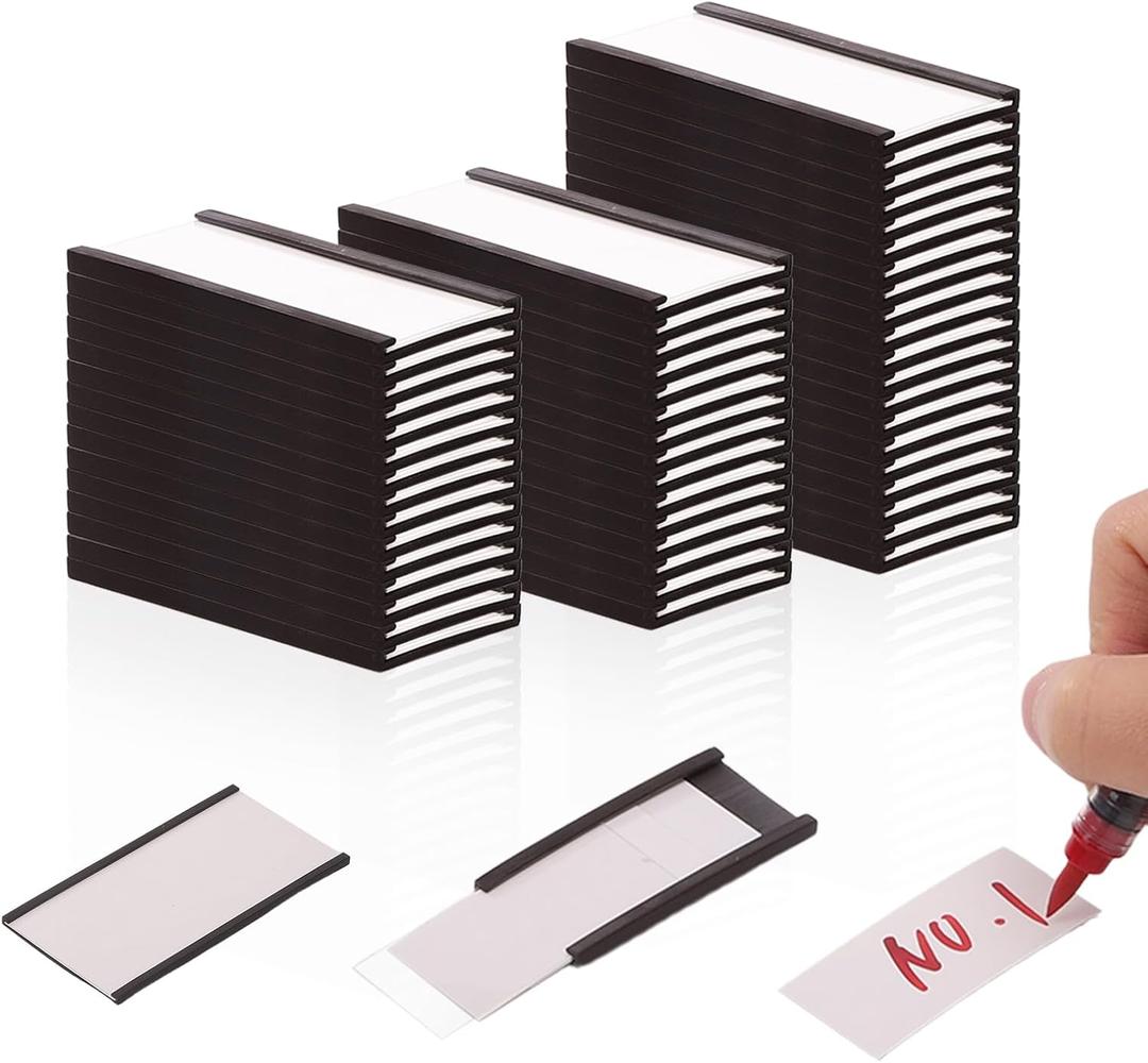 Magnetic Labels,1x2 Inch C-Shape Magnetic Tool Box Labels,50pack Magnetic Label,Magnetic Label Holder for Filing Cabinets,Shelves,and Storage Lockers
