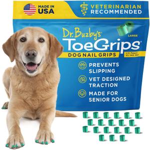 Dr Buzby's Large ToeGrips for Dogs - Instant Traction on Wood/Hardwood Floors - Anti Slip Relief - Grippers for Senior Dogs - Stop Sliding Instantly - Rubber Nails for Paws - 1 Pack (20 Grips)