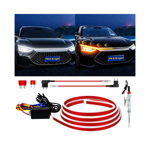 Sequential Turn Signal Light Strip Dynamic Scan Start Up Led Hood Lights Flexible DRL Daytime Running Light For Car,Truck,Suv,Dual Color White Amber Flowing Switchback 12V 94inch/240CM (1Set) white