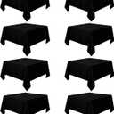 8 Pack Black Tablecloths 60 x 60 Inch Square Tablecloth, Wrinkle Resistant Black Table Cloth Washable Polyester Fabric for Party Wedding Banquet