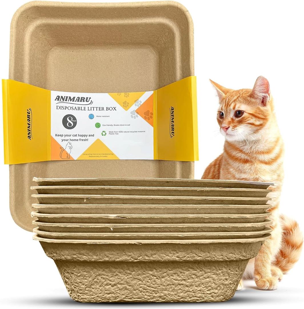 Disposable Litter Boxes (Brown, Large 8-Pack)