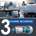3 Channel Dash Cam with WiFi Function, 4K Front and 1080P Cabin and Rear Dash Camera with Starvis Night Vision, Loop Recording with SD Card Included, 24 Hours Parking Mode and APP Control