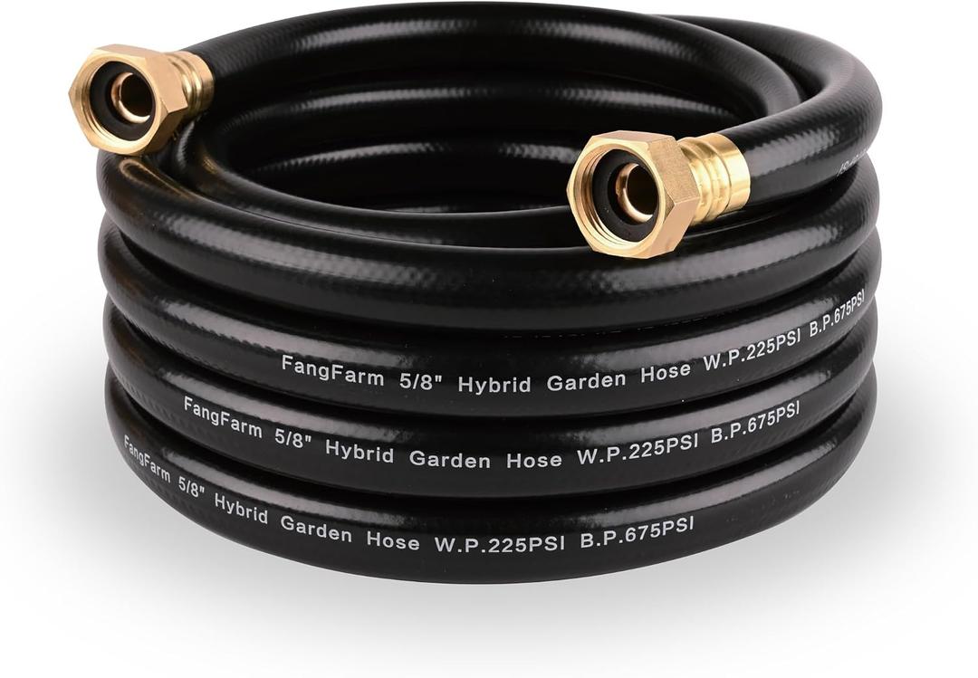 Reel Leader Hose for Garden: 15FT 5/8" Female to Female Hose with 3/4" GHT Brass Fittings - No Kink for Longer Faucet to Reel Distance - Short Water Hose for Yard Watering Outdoor Cleaning