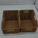 StorageWorks Wicker Baskets for Organizing, Pantry Organizers and Storage, Round Paper Rope Storage Basket for Pantry Shelves, Orange, 2 Pack (8"L x 9"W x 7"H, Light Brown)