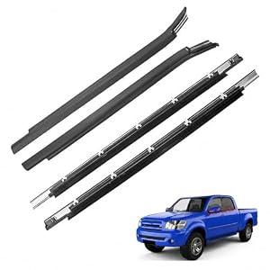 AIKEPT 4 Pcs Car Outer Door Window Moulding Trim Weatherstrip Seal Belt Set Compatible with Toyota Tundra 2000-2006 Exterior Window Glass Seal Replace 75710-0C010 75720-0C010 75730-0C022 75740-0C022