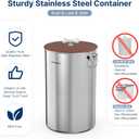 Paw Libero 35 Lbs Stainless Steel Dog Food Storage Container with Airtight Lid & Ceramic Bone Handle, Large Metal Dog Food Bin for Dogs & Cats, Keep Fresh, Easy to Clean