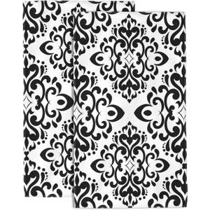 Hand Towels Set of 2 Abstract Black and White Floral Towels for Bathroom Soft Absorbent Decorative Hand Bath Towels Dish Towels for Kitchen Sports Gym Yoga Home Decor 14 x 28 in