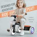 SEREED Colorful Lighting Toddler Tricycle for 2-5 Years Old Boys, Adjustable Seat&Handlebar Trike, Removable Basket, Birthday Gift Idea for Kids Ages 2+ (Black), Small