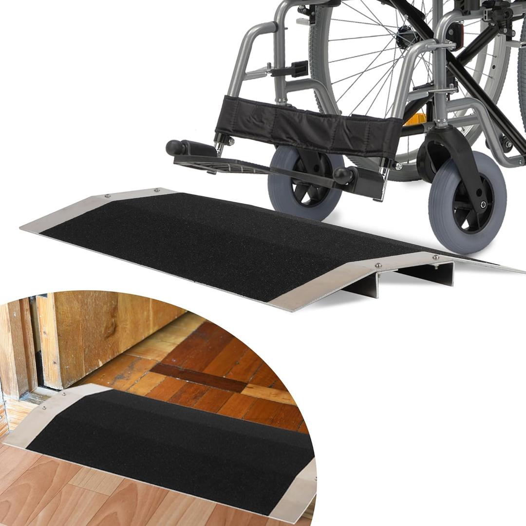 uyoyous Wheelchair Ramp, Threshold Ramp 27.56" L X 1.57" H Aluminum Non-Slip Handicap Ramp, 660Lbs Capacity, Bridge Threshold Ramps for Doorways for Patio Door, Shed Door, Sliding Door