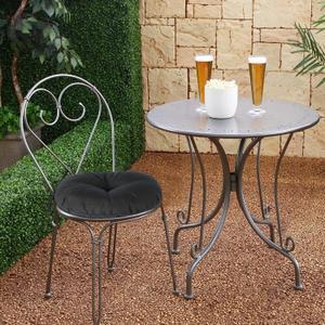 Fabrics Outdoor Round Bistro Seat Cushions with Ties, Tufted Waterproof Patio Floor Chair Pads for Home Garden Balcony Kitchen Office Porch, Black