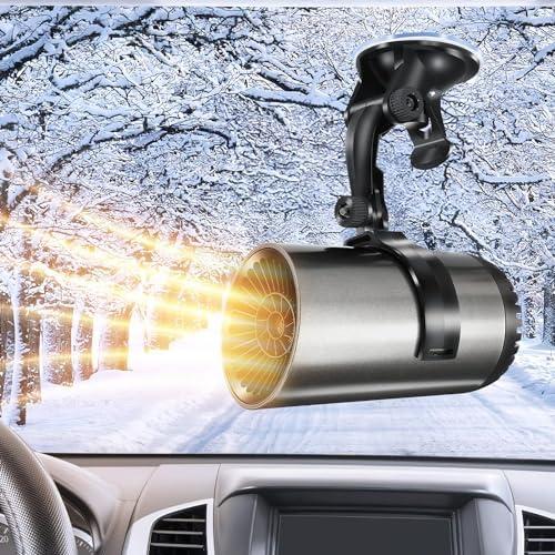 Car Heater, Portable Car Heater 12V 150W Plug-in Cigarette Lighter Car Heaters, 2 in 1 Heating & Cooling, Car Windshield Defroster Demister with Brackets, Fast Heating Defogger