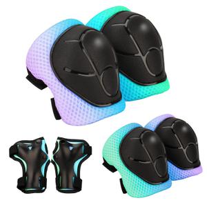 Kids Protective Gear Set - Knee Pads Elbow Pads with Wrist Guards for Ages 3-12 | 3-in-1 Safety Protective Gear for Skating, Cycling, Biking, Roller Skates, Scooters (Cyan Blue Purple, S(3-8Years))