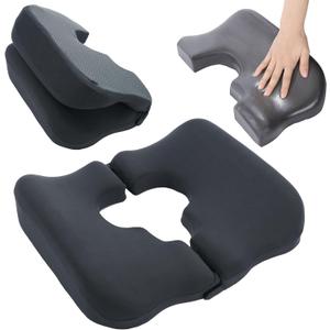 HOMBYS Memory Foam Bed Sore Cushions for Butt,Bedsore Pressure Relief Pillow for Sleeping and Sitting,Cushion for Bed Sores on Buttocks, T Shaped Opening Tailbone Pillow, Patent Pending(Dark Grey)