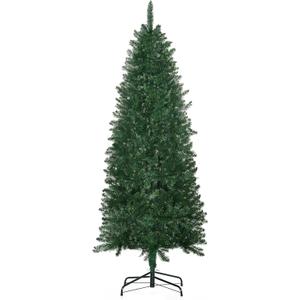6ft Slim Artificial Christmas Tree, Green Fir with 583 Realistic Branch Tips, Sturdy Metal Base, Flame Retardant, Easy Assembly (19, Green, 6' Tall Unlit Slim Fir Artificial Christmas Tree) (5ft 11in)