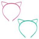 lasenersm 12 Pieces Plastic Cat Ears Headband Multicolor Cat Ear Headbands Headwears for Women Makeup Daily Decorations (At Least 10 Colors)