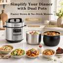 6QT 12-in-1 Electric Pressure Cooker with Dual Inner Pots | PFAS-free ceramic coating | 24H delay timer | dishwasher-safe accessories | family meal prep| easy cleanup