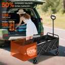 350LBS Heavy Duty Collapsible Wagon with Extended Tailgate - 120L Foldable Utility Cart, All-Terrain Wheels Portable Beach Wagon for Camping, Grocery Shopping, Picnic & Outdoor Travel