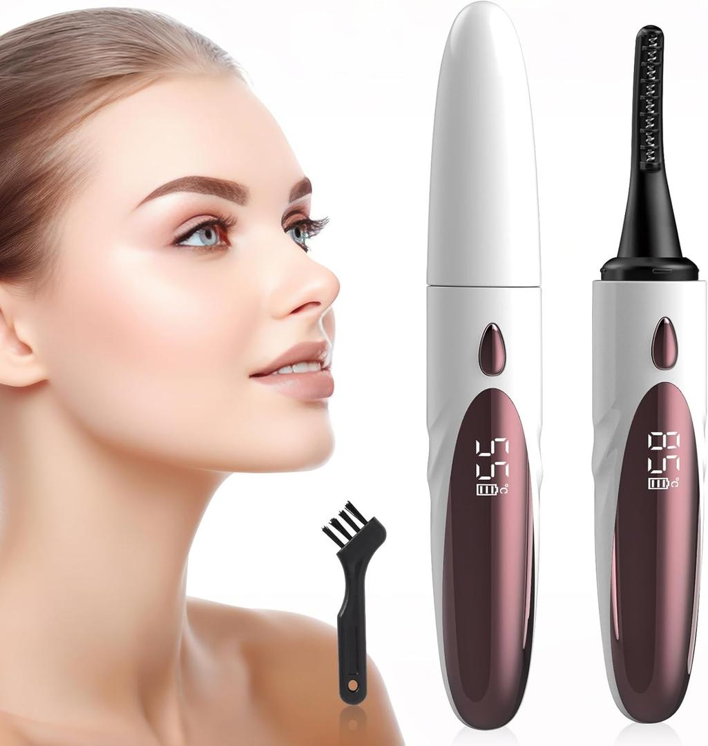 Heated Eyelash Curler Heated Lash Curler 24 Hours Long Lasting Electric Eyelash Curler Fast Heat Up Within 10s Heat Eye lash curlers for Women Rechargeable Type-C 4 Heating Modes (White)