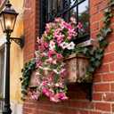 3 Pack Artificial Flowers for Outdoors,Fake Petunias Hanging - Outside Flowers UV Resistant for Porch Patio Decor,Tall Artificial Plants for Outdoor Planters,Spring Home Decoration(Pink White)