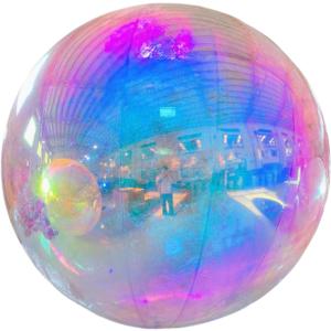 Inflatable Mirror Ball,Silver & Gold & Iridescent Giant Mirror Balloon,Big Shinny Balls,Reusable PVC Hanging Disco Sphere For Party & Wedding & Event Decoration (Iridescent, 48in 3.9ft 1.2m)