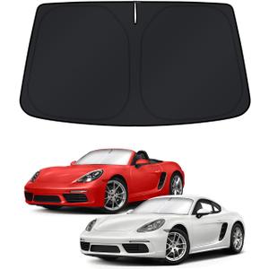 KUST Windshield Sun Shade for 2017-2023 Porsche Boxster/Cayman 718 Accessories Sunshade Foldable Window Sun Visor Protector Blocks UV Rays Keep Your Car Cooler