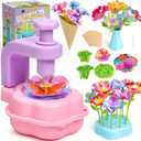 Scvcid Fabric Bouquet Toys Include Extra Accessories Set, Arts and Crafts for Kids Ages 3-12, DIY Flower Craft Kits for Toddler, Birthday Gifts for 3 4 5 6 7 8 9 10+ Year Old Girls (Pink)